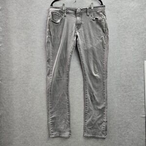 VINTAGE Volcom Men Jeans 34 Gray Denim Vorta Jean Button 31" Inseam Logo Y2K